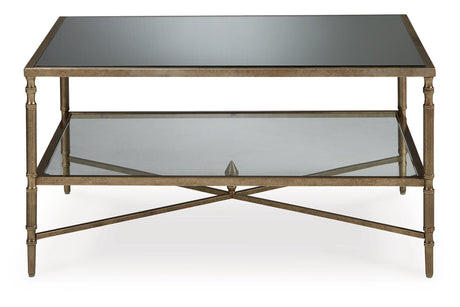 Cloverty Aged Gold Finish Coffee Table and 2 End Tables -  Ashley - Luna Furniture