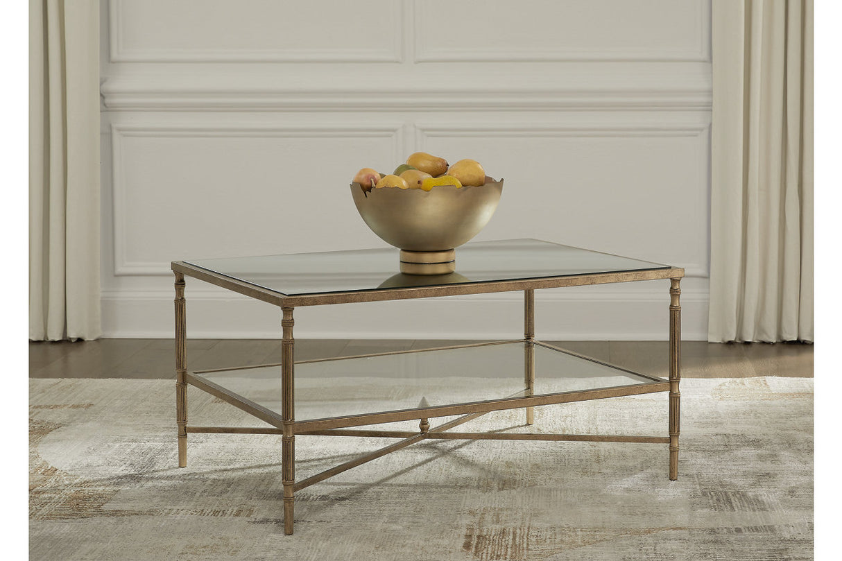 Cloverty Aged Gold Finish Coffee Table and 2 End Tables from Ashley - Luna Furniture