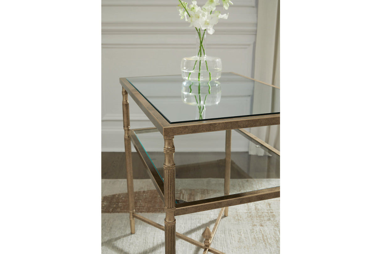 Cloverty Aged Gold Finish Coffee Table and 2 End Tables from Ashley - Luna Furniture