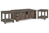 Hollum Rustic Brown Lift-top Coffee Table and 2 End Tables -  Ashley - Luna Furniture