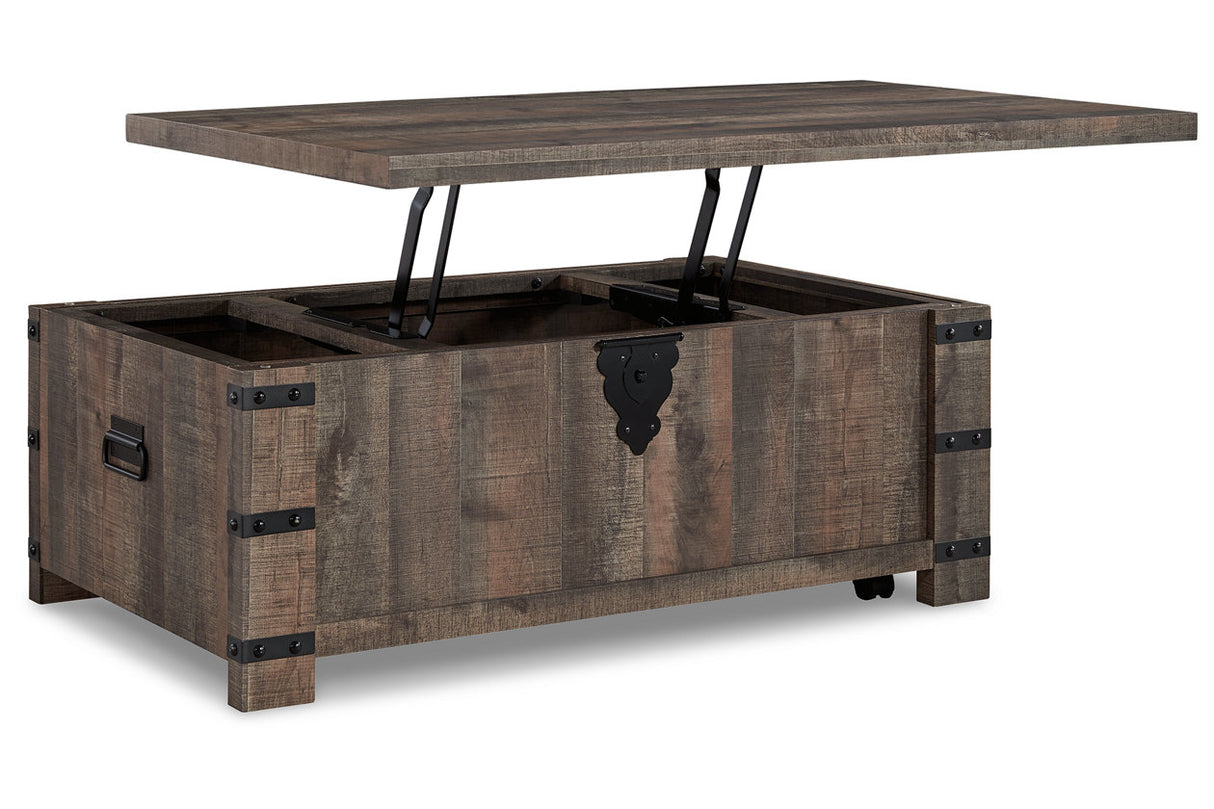 Hollum Rustic Brown Lift-top Coffee Table and 2 End Tables -  Ashley - Luna Furniture