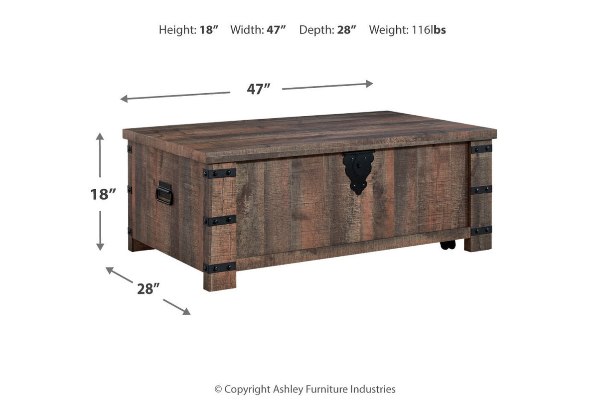 Hollum Rustic Brown Lift-top Coffee Table and 2 End Tables -  Ashley - Luna Furniture