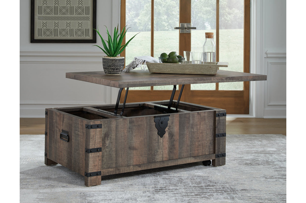 Hollum Rustic Brown Lift-top Coffee Table and 2 End Tables -  Ashley - Luna Furniture