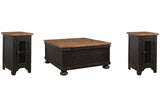 Valebeck Black/Brown Coffee Table and 2 Chairside End Tables -  Ashley - Luna Furniture