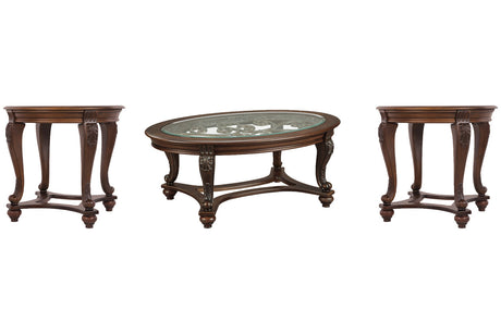 Norcastle Dark Brown Coffee Table and 2 End Tables from Ashley - Luna Furniture