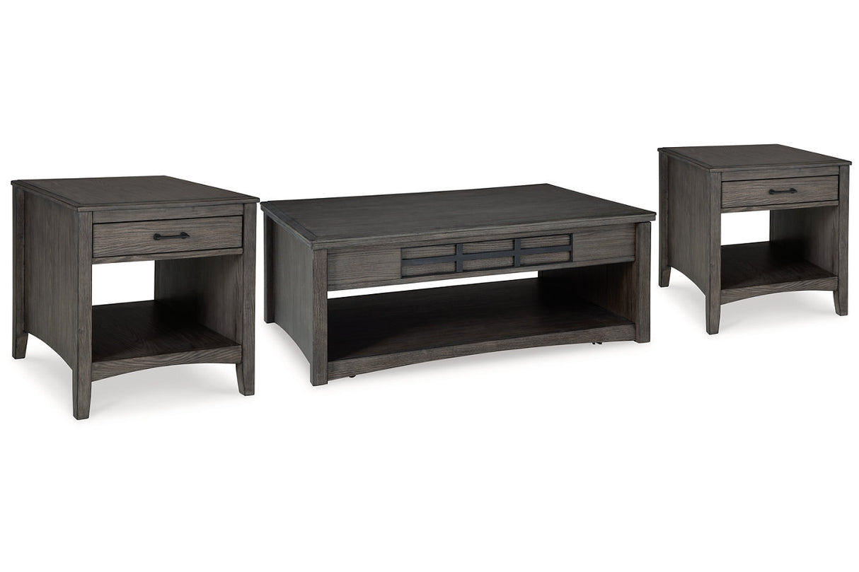 Montillan Grayish Brown Lift-top Coffee Table and 2 End Tables -  Ashley - Luna Furniture