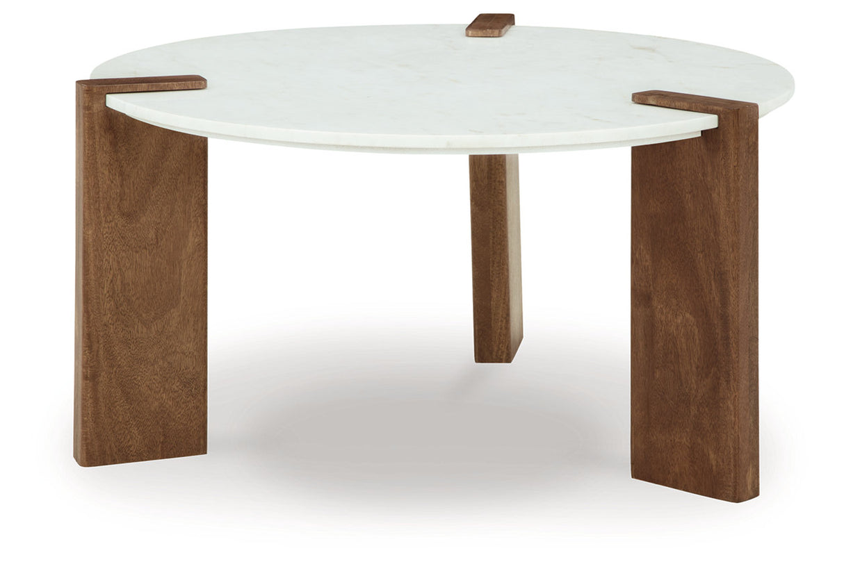 Isanti White/Brown Coffee Table and 2 End Tables -  Ashley - Luna Furniture