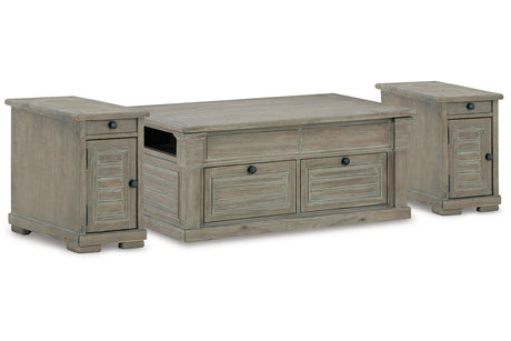 Moreshire Bisque Lift-top Coffee Table and 2 Chairside End Tables -  Ashley - Luna Furniture