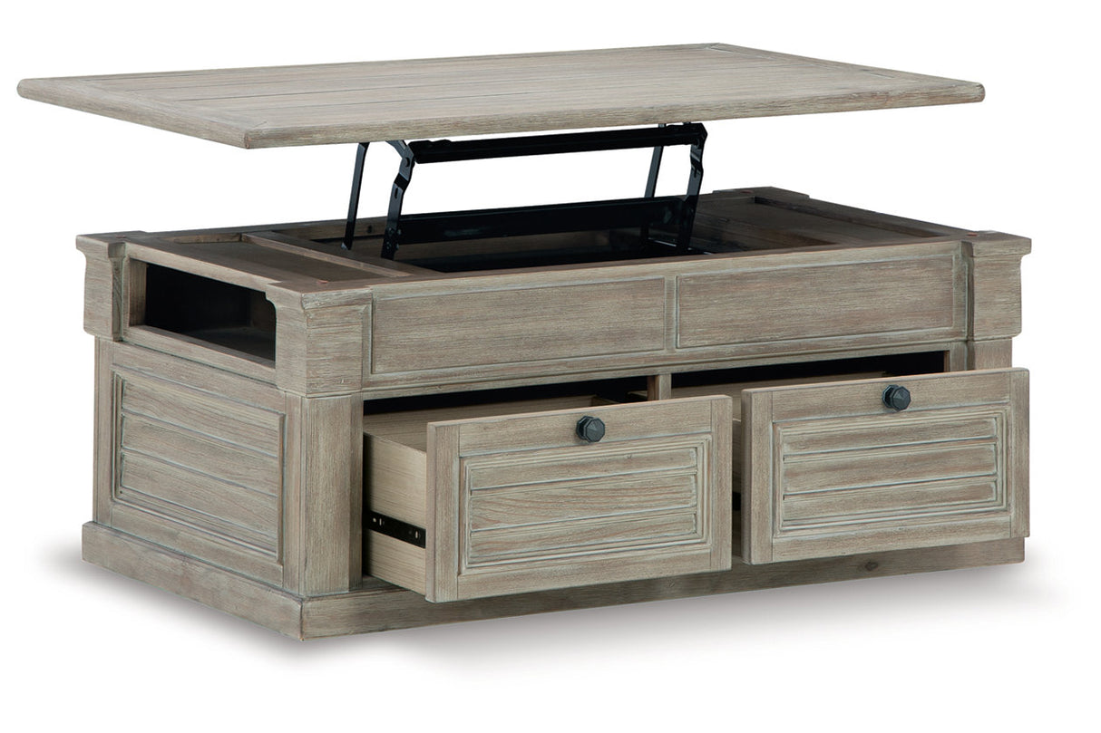 Moreshire Bisque Lift-top Coffee Table and 2 End Tables -  Ashley - Luna Furniture