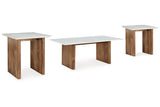 Isanti Light Brown/White Coffee Table and 2 End Tables -  Ashley - Luna Furniture