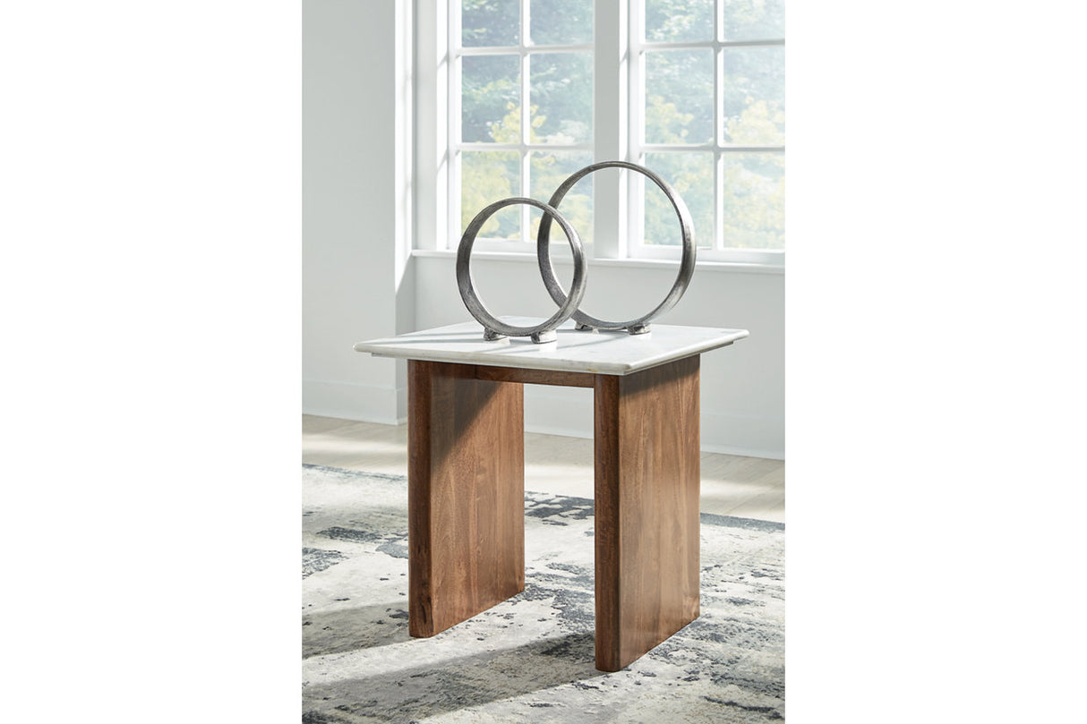 Isanti Light Brown/White Coffee Table and 2 End Tables -  Ashley - Luna Furniture