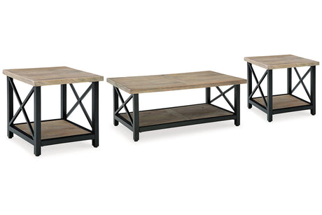 Bristenfort Brown/Black Coffee Table and 2 End Tables -  Ashley - Luna Furniture