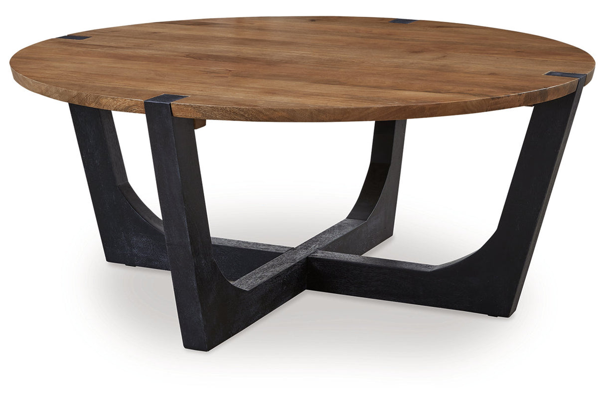 Hanneforth Brown/Black Coffee Table and 2 End Tables -  Ashley - Luna Furniture