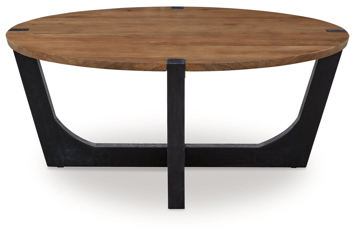 Hanneforth Brown/Black Coffee Table and 2 End Tables -  Ashley - Luna Furniture