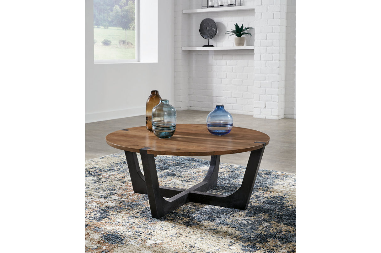 Hanneforth Brown/Black Coffee Table and 2 End Tables -  Ashley - Luna Furniture