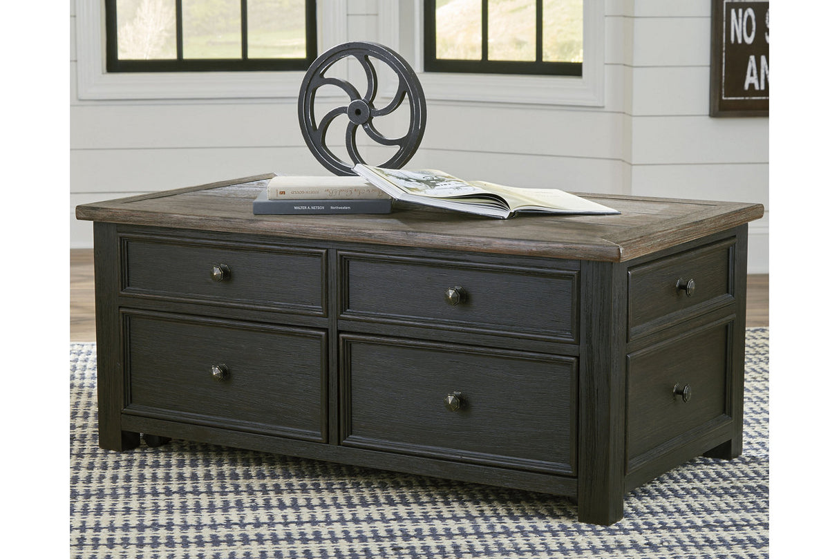 Tyler Creek Grayish Brown/Black Coffee Table and 2 Chairside End Tables -  Ashley - Luna Furniture