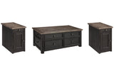 Tyler Creek Grayish Brown/Black Coffee Table and 2 Chairside End Tables -  Ashley - Luna Furniture