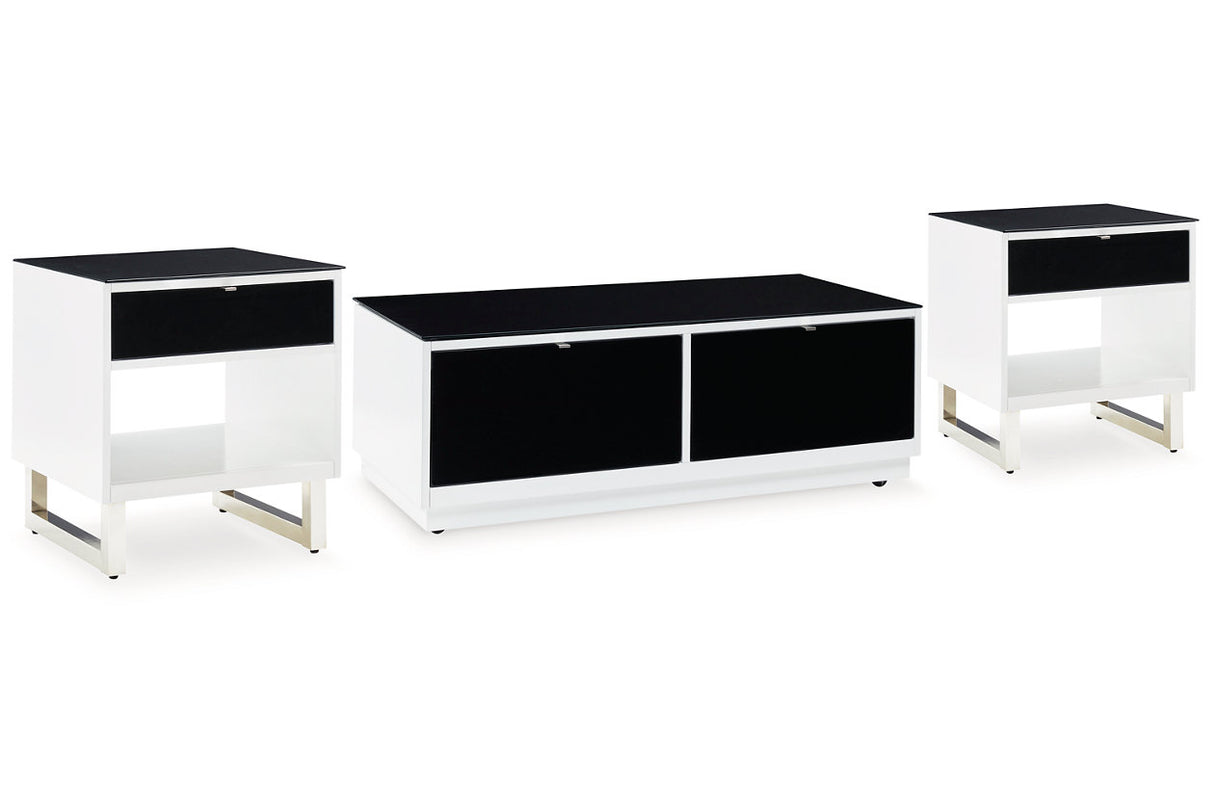 Gardoni White/Black Coffee Table and 2 End Tables from Ashley - Luna Furniture