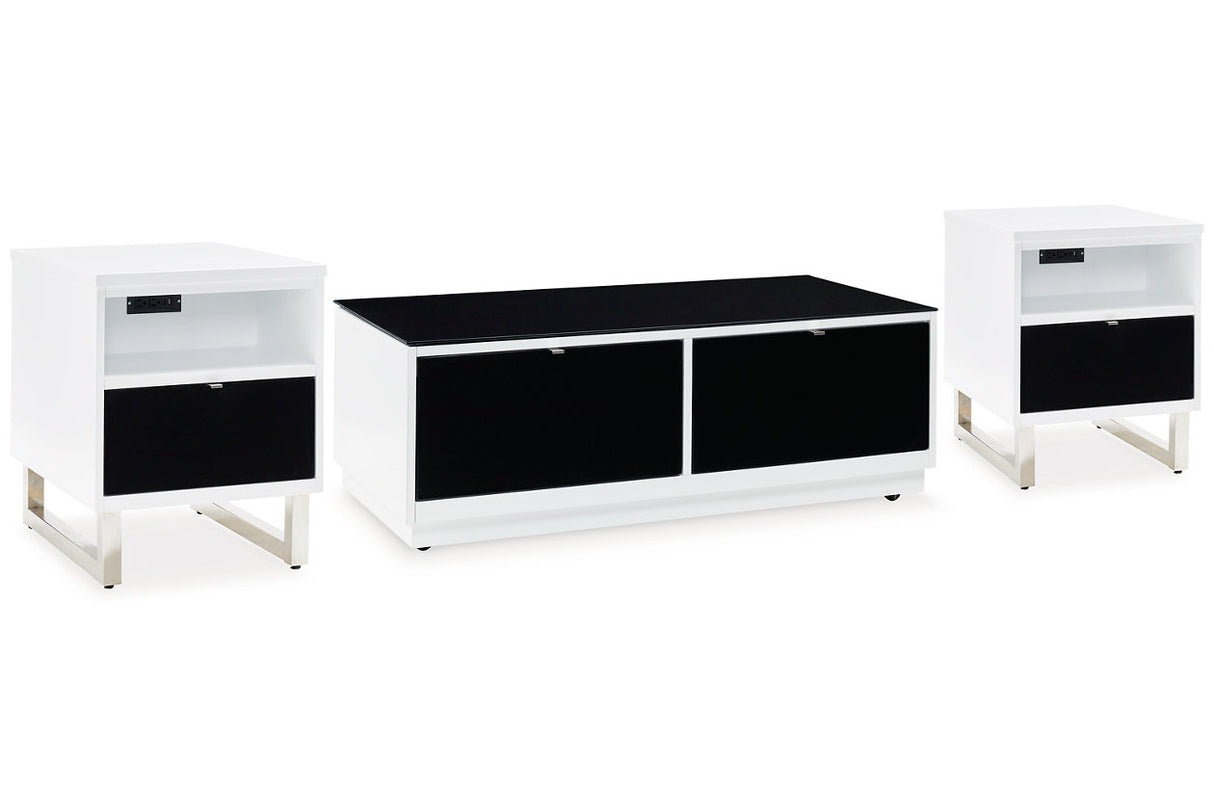 Gardoni White/Black Coffee Table and 2 Chairside End Tables from Ashley - Luna Furniture