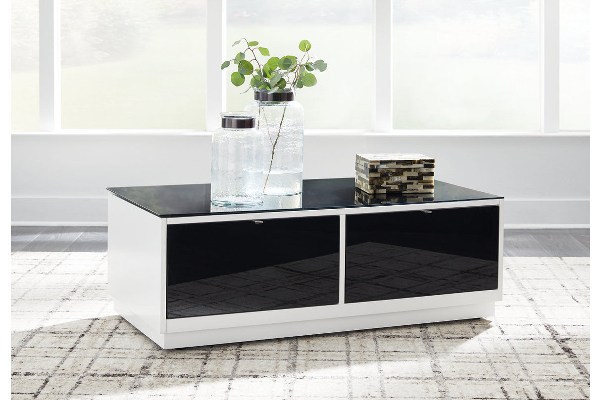 Gardoni White/Black Coffee Table and 2 Chairside End Tables from Ashley - Luna Furniture