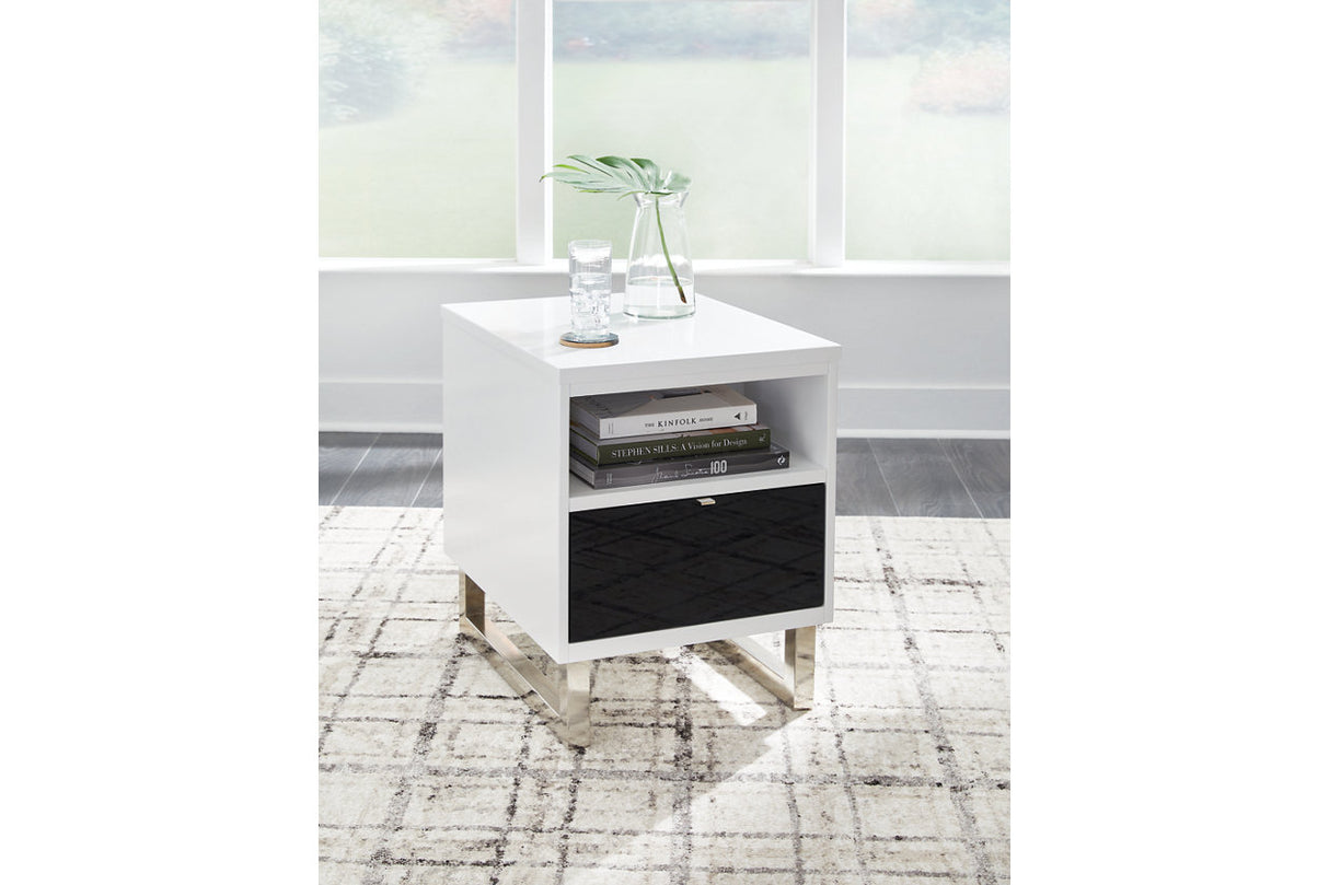 Gardoni White/Black Coffee Table and 2 Chairside End Tables from Ashley - Luna Furniture