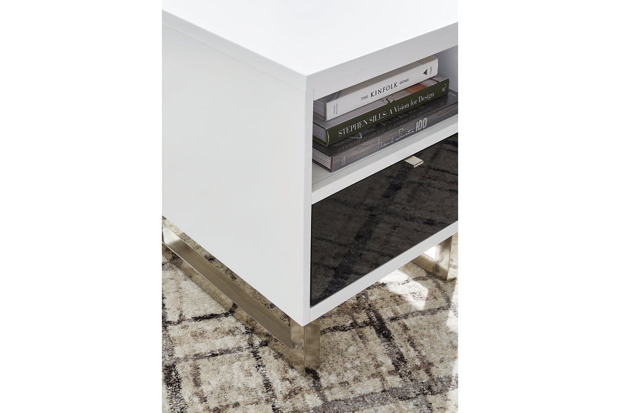 Gardoni White/Black Coffee Table and 2 Chairside End Tables from Ashley - Luna Furniture