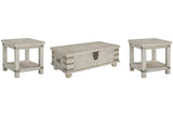 Carynhurst White Wash Gray Coffee Table and 2 End Tables from Ashley - Luna Furniture