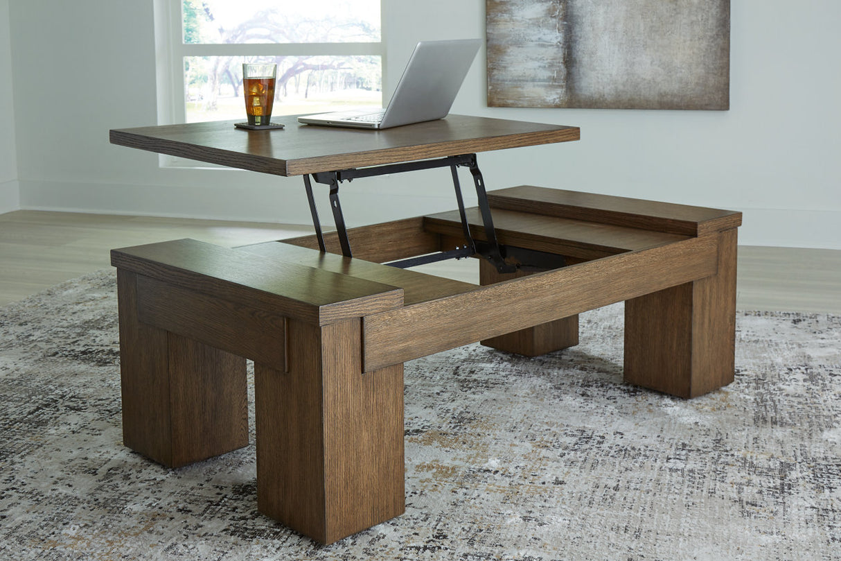 Rosswain Warm Brown Lift-top Coffee Table and 2 End Tables -  Ashley - Luna Furniture