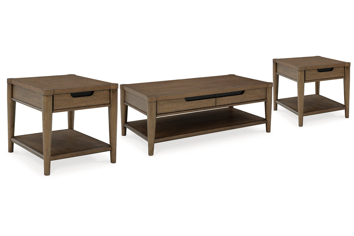 Roanhowe Brown Coffee Table and 2 End Tables -  Ashley - Luna Furniture