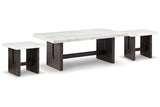 Burkhaus White/Dark Brown Coffee Table and 2 Ends from Ashley - Luna Furniture