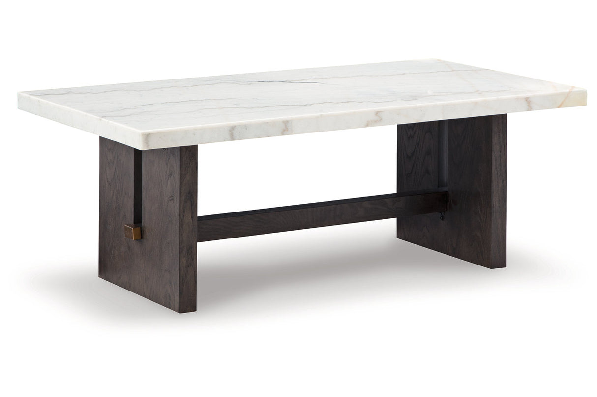 Burkhaus White/Dark Brown Coffee Table and 2 Ends from Ashley - Luna Furniture