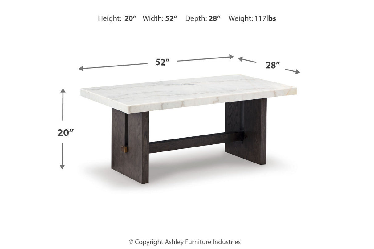 Burkhaus White/Dark Brown Coffee Table and 2 Ends from Ashley - Luna Furniture