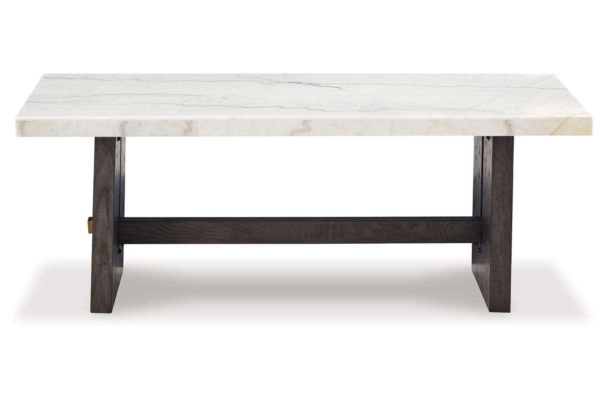 Burkhaus White/Dark Brown Coffee Table and 2 Ends from Ashley - Luna Furniture