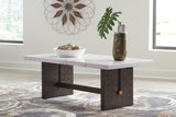 Burkhaus White/Dark Brown Coffee Table and 2 Ends from Ashley - Luna Furniture