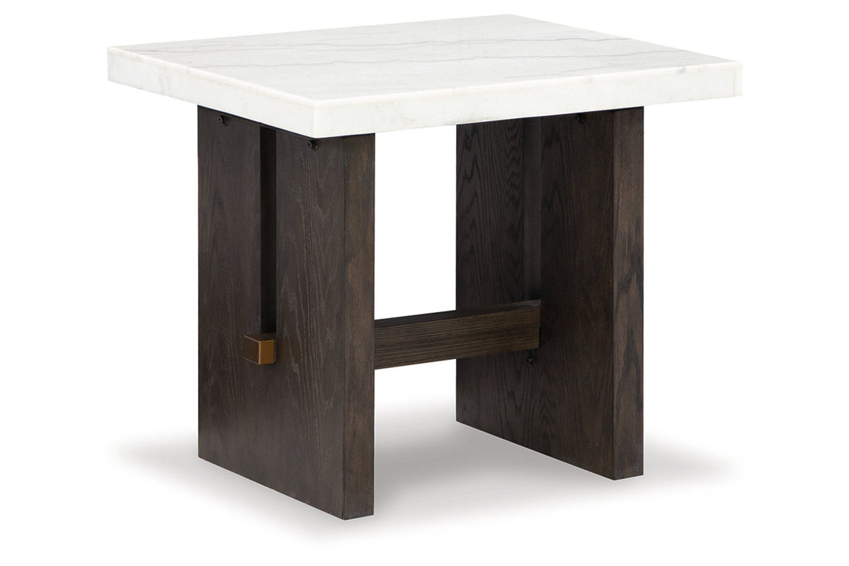 Burkhaus White/Dark Brown Coffee Table and 2 Ends from Ashley - Luna Furniture