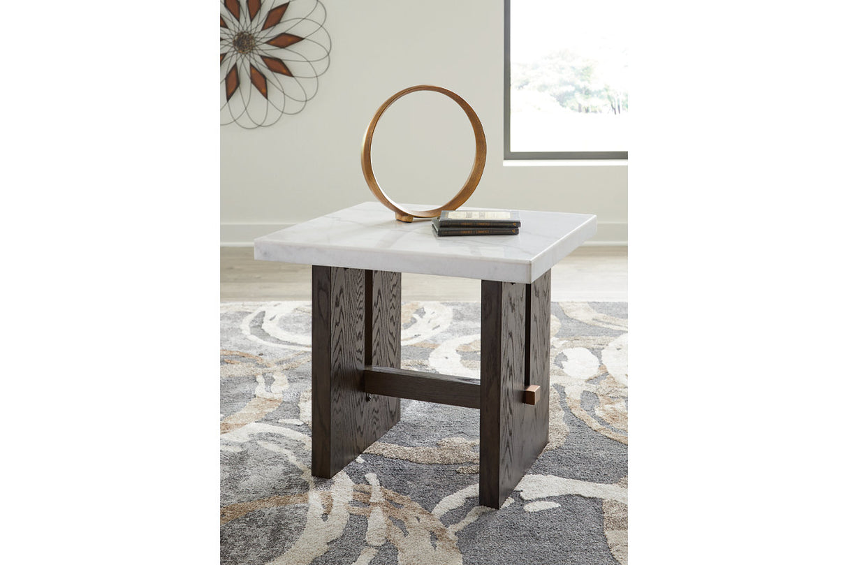 Burkhaus White/Dark Brown Coffee Table and 2 Ends from Ashley - Luna Furniture