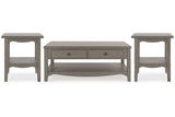 Charina Antique Gray Coffee Table and 2 End Tables -  Ashley - Luna Furniture