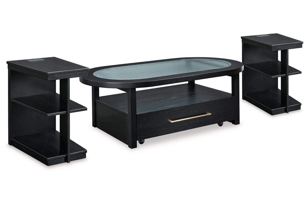 Winbardi Black Coffee Table and 2 Chairside End Tables from Ashley - Luna Furniture