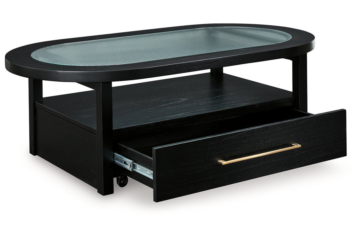 Winbardi Black Coffee Table and 2 Chairside End Tables from Ashley - Luna Furniture