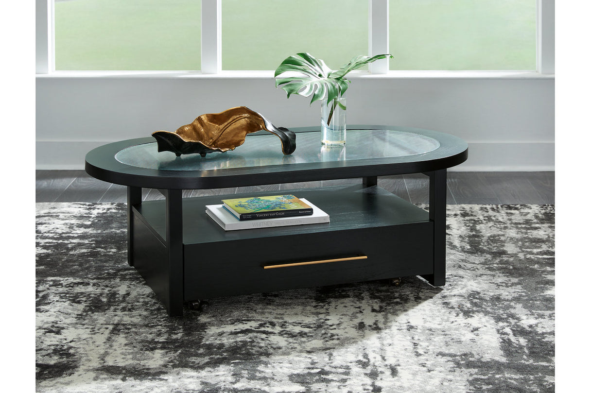 Winbardi Black Coffee Table and 2 Chairside End Tables from Ashley - Luna Furniture