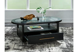 Winbardi Black Coffee Table and 2 Chairside End Tables from Ashley - Luna Furniture