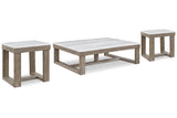 Loyaska Brown/Ivory Coffee Table and 2 End Tables -  Ashley - Luna Furniture