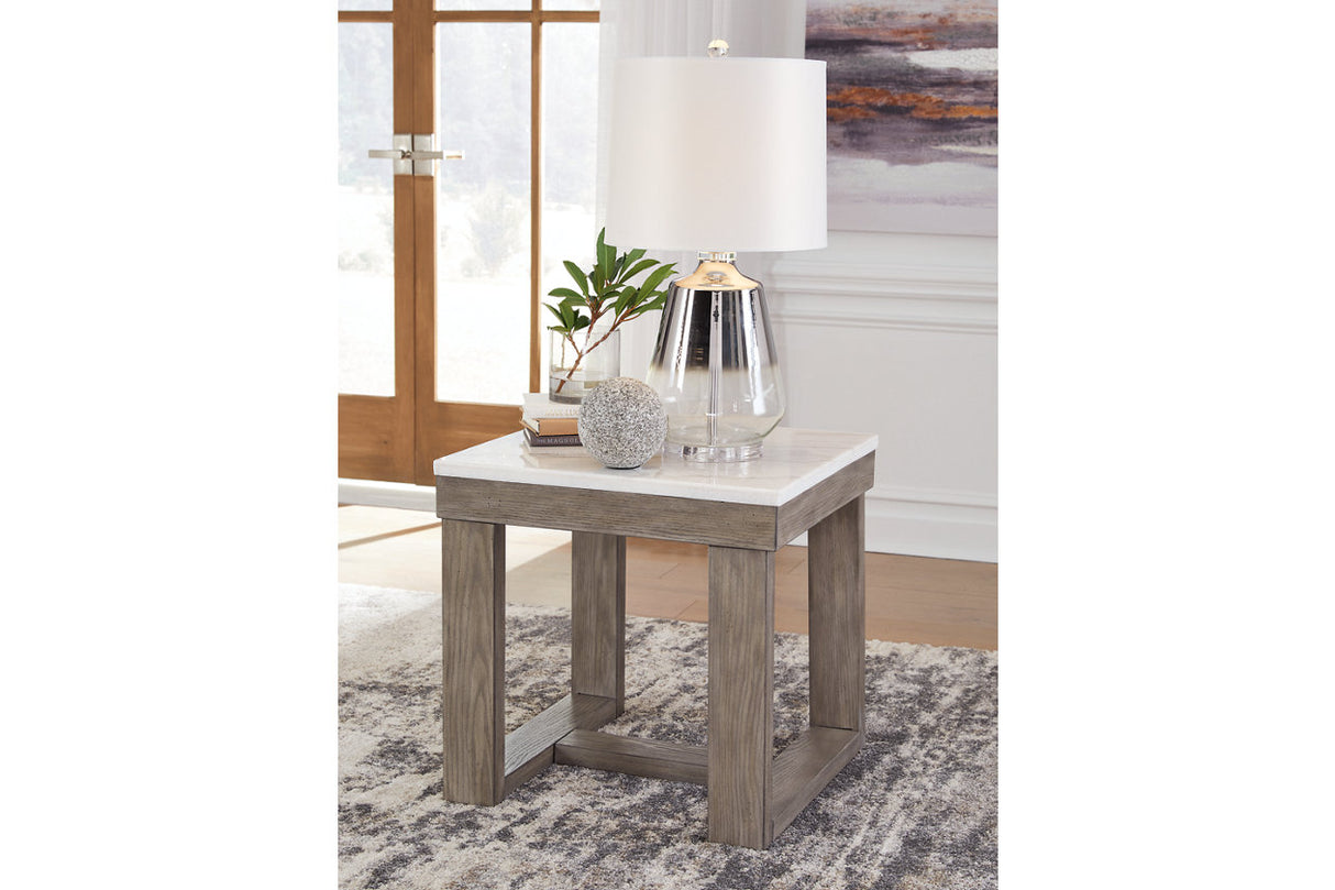 Loyaska Brown/Ivory Coffee Table and 2 End Tables -  Ashley - Luna Furniture