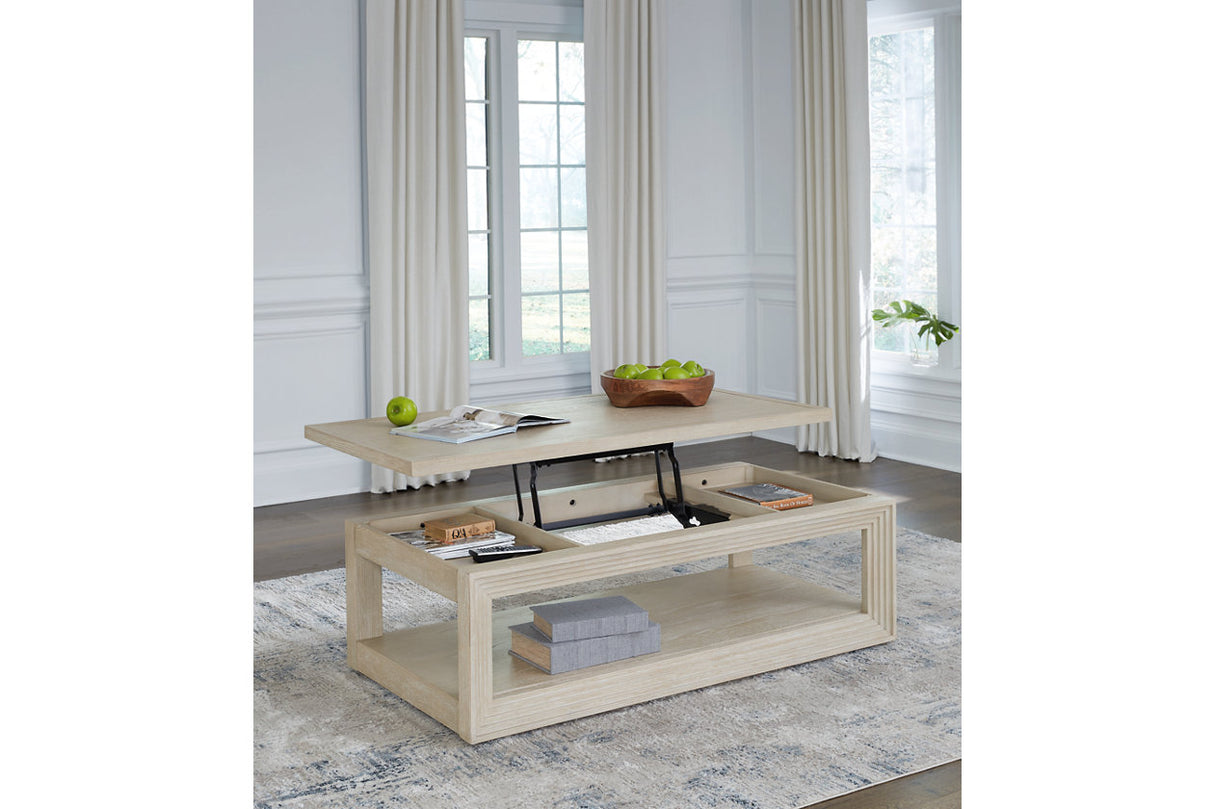 Marxhart Bisque Lift-top Coffee Table and 2 End Tables from Ashley - Luna Furniture