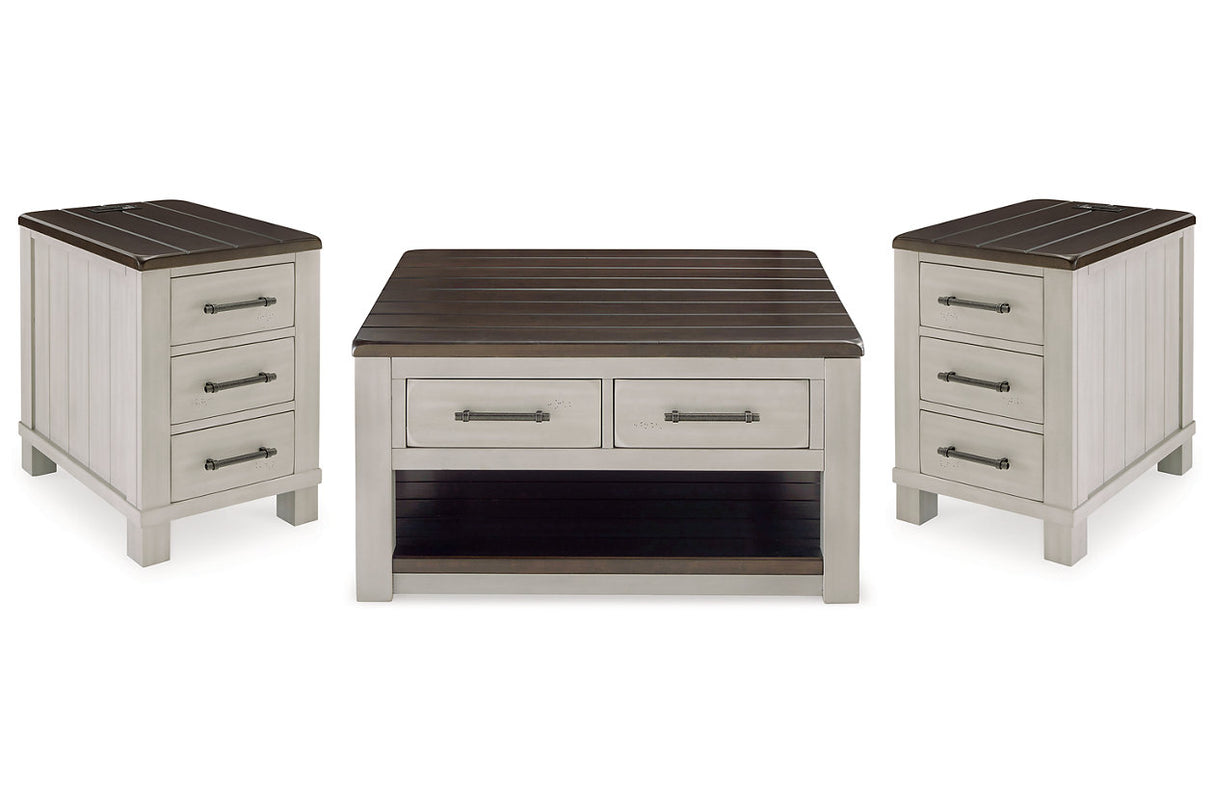 Darborn Gray/Brown Lift-top Coffee Table and 2 Chairside End Tables -  Ashley - Luna Furniture