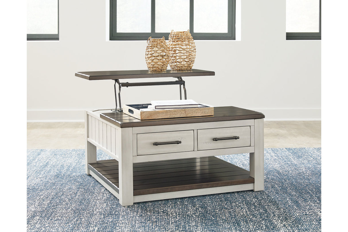 Darborn Gray/Brown Lift-top Coffee Table and 2 Chairside End Tables -  Ashley - Luna Furniture