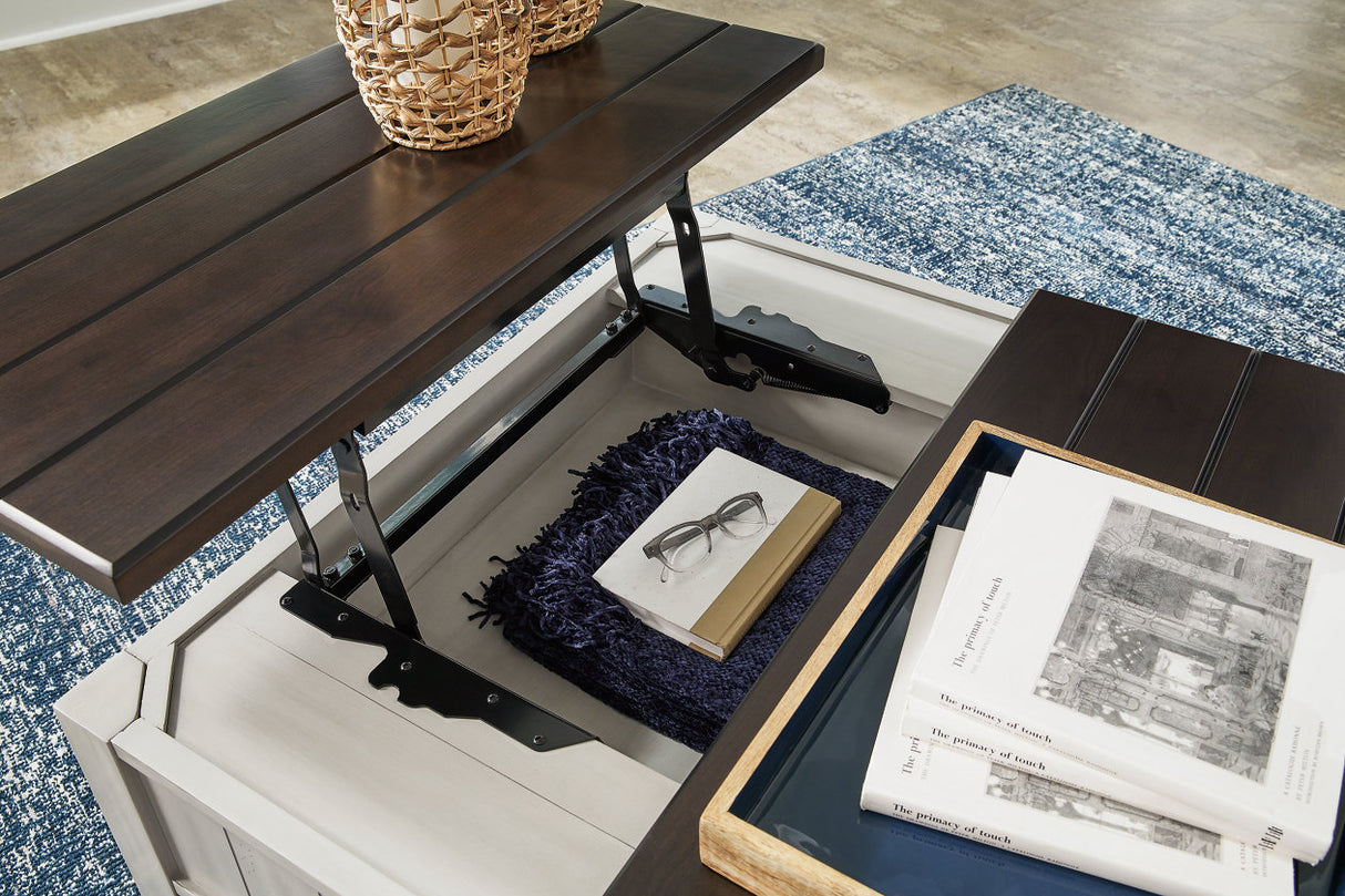 Darborn Gray/Brown Lift-top Coffee Table and 2 Chairside End Tables -  Ashley - Luna Furniture