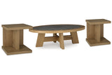 Brinstead Light Brown Coffee Table and 2 Chairside End Tables from Ashley - Luna Furniture