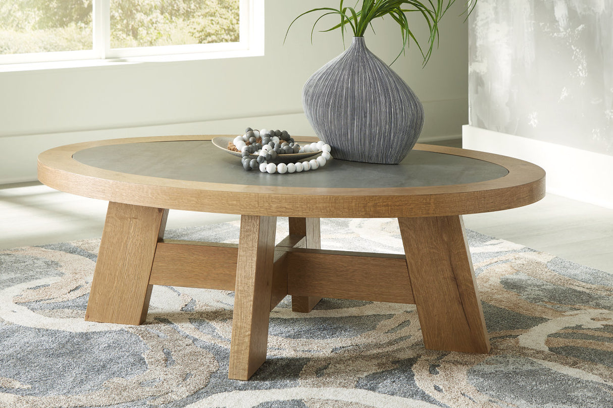 Brinstead Light Brown Coffee Table and 2 Chairside End Tables from Ashley - Luna Furniture