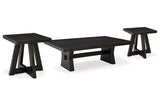 Galliden Black Coffee Table and 2 End Tables -  Ashley - Luna Furniture